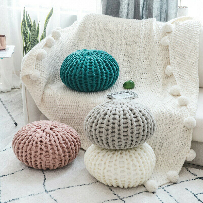 クッション 40×40cm ニットクッション フロアクッション 座布団 おしゃれ ラウンドクッション 丸形 マカロンカラー 大きい 北欧 モダン 座椅子 抱きクッション 背もたれ 腰まくら 肘置き 無地 一人暮らし ナチュラル シンプル 新生活 ギフト プレゼント [2]