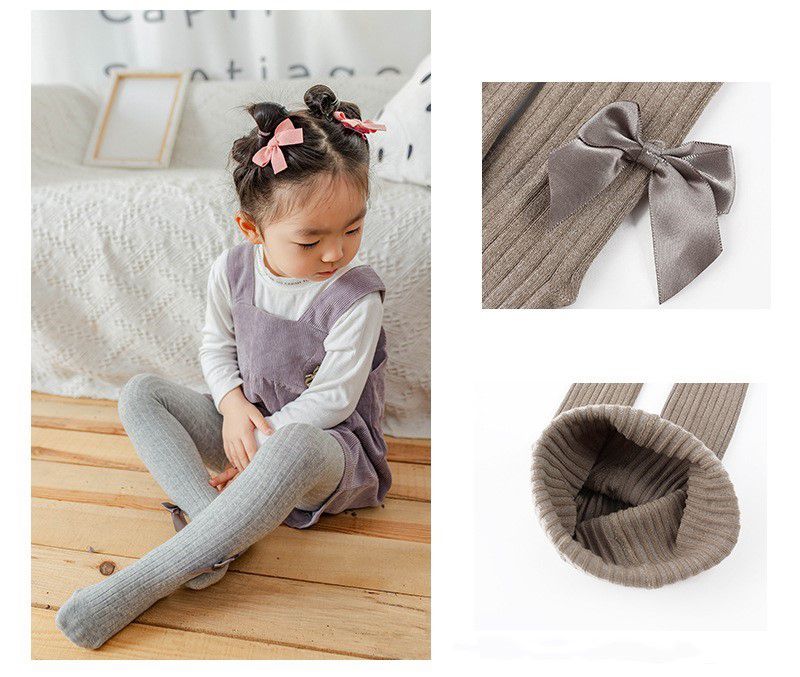 【2点セット】キッズ タイツ 女の子 リブタイツ 子ども用 ジュニア リボン付き お洒落 可愛い 70cm~146cm インナー 靴下 スパッツ レギンス ルームウェア 部屋着 快適 幼稚園 小学校 女児 通園 通学 無地 シンプル 伸縮性 アウトドア 春 秋 冬 2