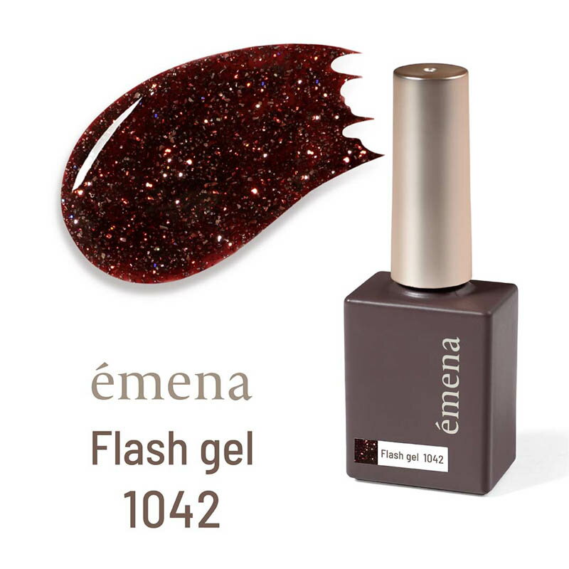 ジェルネイル カラージェル エメナ emena フラッシュジェル8g 1042 クリスマスローズレッド プリジェル PREGEL カラー EMENA えめな フラッシュジェル フラッシュ flash グリッタージェル グリッターネイル ラメネイル