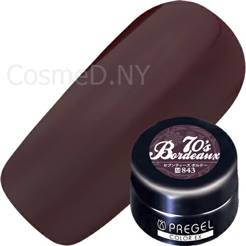 【12/30 当店ポイント10倍】ジェルネイル カラージェル プリジェル PREGEL カラーEX 3g 843 セブンティーズボルドー ゆうパケット【当店商品3980円（沖縄離島は税込9800円）以上で送料無料】楽天39ショップ