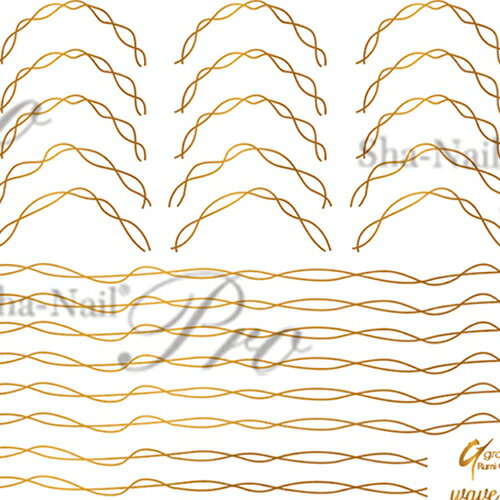 写ネイル Sha Nail 【plus/岡本瑠美先生コラボ商品】wave line Gold(ウェーブライン ゴールド)【ネコポス】【ネイルシール/ライン,メタリック】