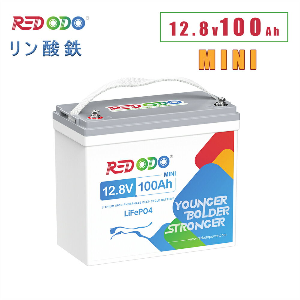 Redodo 12V 100Ah Mini リン酸鉄リチウムイオンバッテリー 1280Wh ミニサイ ...