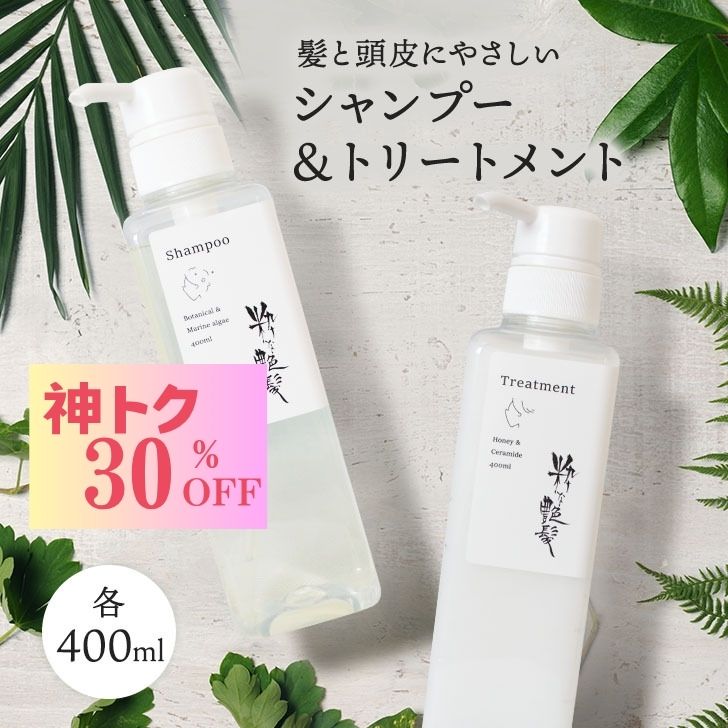 Rakuten - 【神トク ！4,380円→3,066円】 粋な艶髪 シャンプー トリートメント 各 400ml 2点セット シャントリ セット ヘアケアセット スカルプシャンプー ヘアトリートメント リンス ノンシリコン 頭皮ケア ヘアケア 髪 抜け毛 ダメージ まとまる ギフト 母の日 誕生日 女性 男性