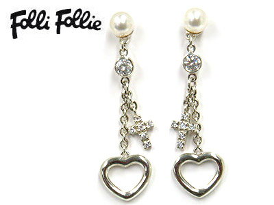 【送料無料】フォリフォリ　オープンハート＆クロス　ピアス〔キュービックジルコニア/925SILVER〕3E6S036CW-W04I【代引き料無料・ラッピング無料】