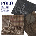 ポロ ラルフローレン リバーシブル マフラー 【POLO RALPH LAUREN】 グレンチェック柄/千鳥格子柄/ヘリンボーン柄 PC0439レディース メンズ ブランド　マフラー/ストール/ブランドマフラー/ワンポイントクリスマス/ラッピング/プレゼント/ギフト　送料無料