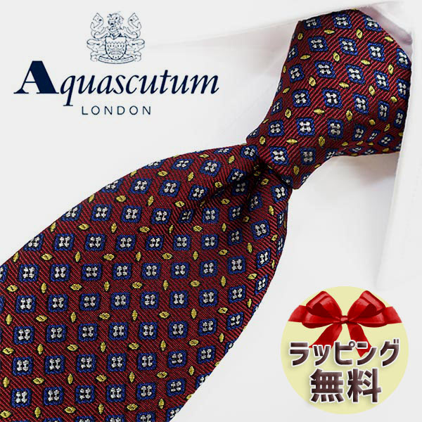 ストライプ ネクタイ ブランド 2本目500円引 アクアスキュータム Aquascutum ネクタイ(8cm) AQA119 ボルドー/イエロー ブランドネクタイ・ブランドギフト・バースデー 20代・30代・40代・おしゃれ・セール・ストライプ・ネイビー・春夏・父の日