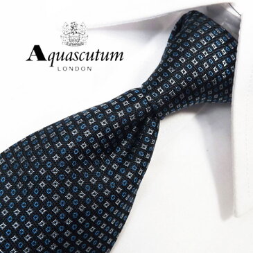 アクアスキュータム　ネクタイ(8cm幅)　AQA41【Aquascutum・アクアスキュータムネクタイ・ネクタイ　ブランド】ブラック/ブルー【送料無料】