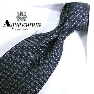 アクアスキュータム　ネクタイ(8cm幅)　AQA98 ブラック／ブルー【Aquascutum・アクアスキュータムネクタイ】【ネクタイ　ブランド プレゼント・おしゃれ・シルク】【送料無料】