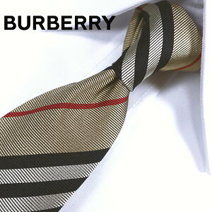 バーバリー　ネクタイ　【BURBERRY・バーバリーネクタイ・ネクタイ ブランド】ナローネクタイ　ベージュ／ブラック　7cm幅　BUR13【送料無料】