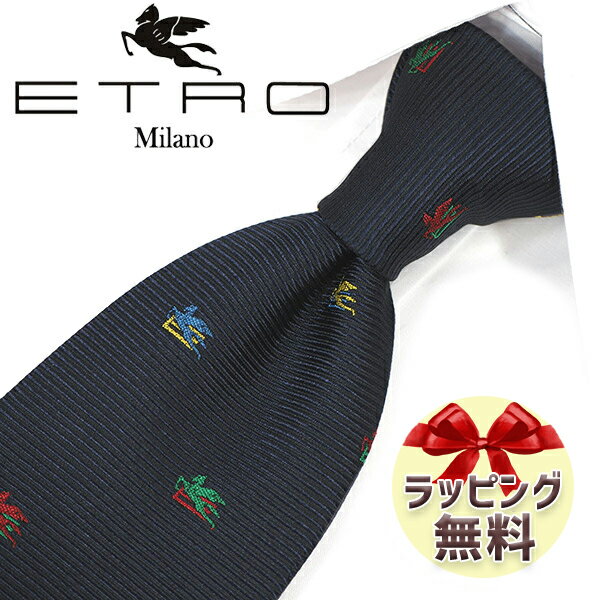 エトロ ネクタイ ネクタイ ブランド 2本目500円引 エトロ ネクタイ ETRO ネイビー/マルチカラー 8cm幅 ペガソ(ペガサス)柄 エトロネクタイ・ブランドネクタイ・ブランドギフト・バースデー 20代・30代・40代・50代・おしゃれ・春夏・父の日