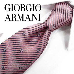 ジョルジオ・アルマーニ　ネクタイ【GIORGIO ARMANI・アルマーニネクタイ】GA9 ロゴ(1P909-00070)　ピンク/グレー　8cm幅 【送料無料】