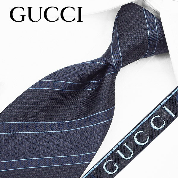 グッチ　ネクタイ 　ネイビー/ブルーグレー　(8cm)　ALISE 499694-4100　A30【GUCCI・グッチネクタイ・ネクタイ ブランド】【ギフト・バースデー・成人祝い・入社祝い】【プレゼント・クリスマス・バレンタイン】