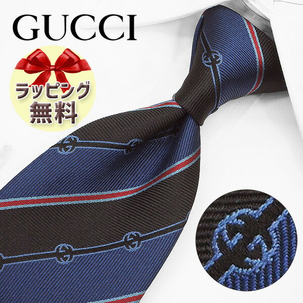 ネクタイ ブランド　2本目500円引　グッチ ネクタイ 　(8cm)　 ネイビー/ブラック LATANYA　A47【GUCCI・グッチネク…