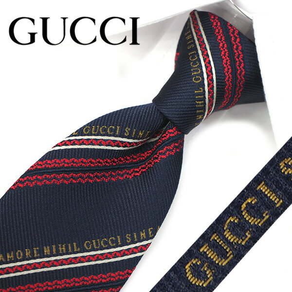 グッチ　ネクタイ 　ネイビー／レッド　GG柄(7cm) ストライプ　GG55【GUCCI・グッチネクタイ・ネクタイ ブランド】【ギフト・バースデー・成人祝い・入社祝い】【プレゼント・バレンタイン・クリスマス】【父の日・高級・高品質】