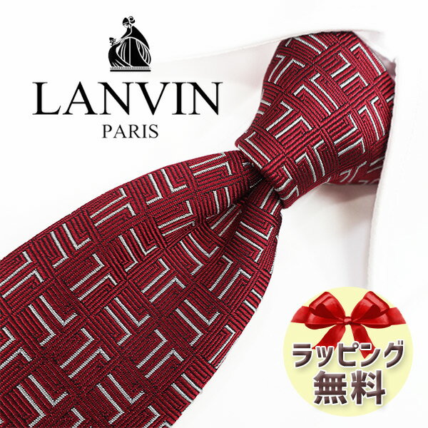 ネクタイ ブランド 2本目500円引 LANVIN ランバン ネクタイ LA3 レッド/パールホワイト 8cm幅 【ブラ...