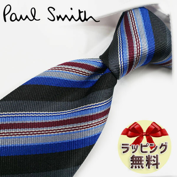 ポール・スミス ネクタイ ネクタイ ブランド ポールスミス ネクタイ Paul Smith (品番：PS175) マルチ グレー/ブルー系マルチストライプ 8cm幅 【ポールスミスネクタイ・ブランドネクタイ・ブランドギフト・プレゼント】【20代・30代・40代・おしゃれ・春夏・父の日】