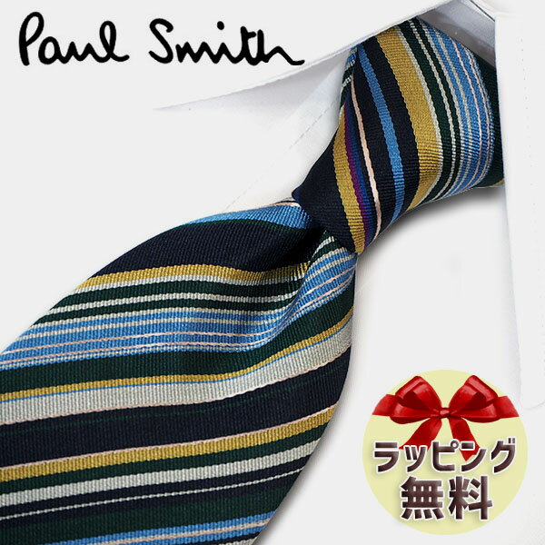 ポール・スミス ネクタイ ネクタイ ブランド ポールスミス ネクタイ Paul Smith (品番：PS187) マルチ ネイビー/イエロー系マルチストライプ 8cm幅 【ポールスミスネクタイ・ブランドネクタイ・ブランドギフト・プレゼント】【20代・30代・40代・おしゃれ・春夏・父の日】