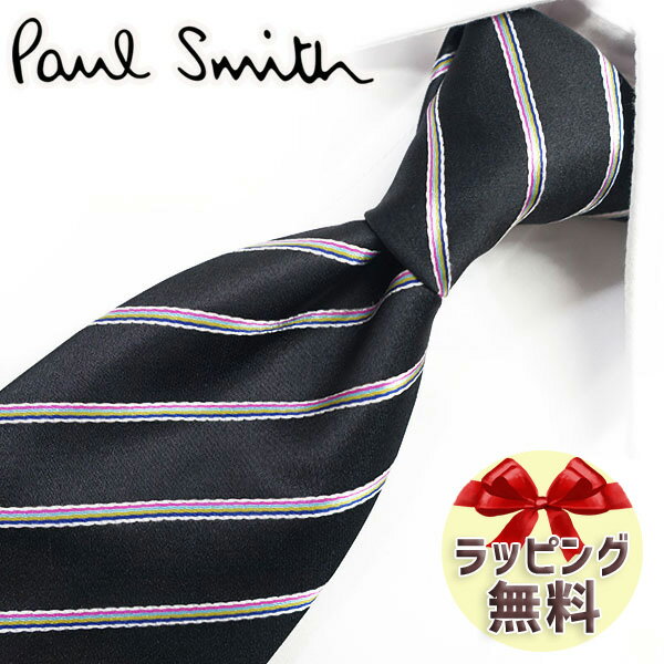 ネクタイ ブランド ポールスミス ネクタイ Paul Smith (品番：PS59) ストライプ ブラック/マルチカラー 8cm幅 【ポールスミスネクタイ・ブランドネクタイ・ブランドギフト・プレゼント・バースデー】【20代・30代・40代・おしゃれ・春夏・父の日】のサムネイル