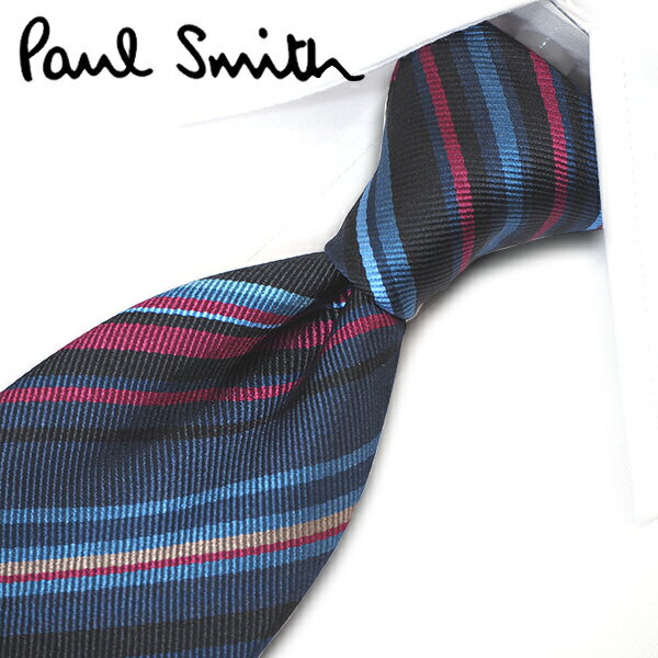 ポールスミス　ネクタイ　PS6マルチ(LU59-47)　ネイビー/レッド系マルチストライプ　8cm幅 【Paul Smith・ポールスミスネクタイ・ネクタイ ブランド】【プレゼント・おしゃれ・シルク】【送料無料】