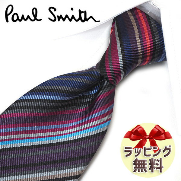 ポール・スミス ネクタイ ネクタイ ブランド ポールスミス ネクタイ Paul Smith (品番：PS8) マルチ ラズベリー/ネイビー系マルチストライプ 8cm幅 【ポールスミスネクタイ・ブランドネクタイ・ブランドギフト・プレゼント】【20代・30代・40代・おしゃれ・春夏・父の日】