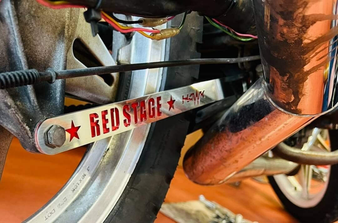 REDSTAGE CB250t オリジナル トルクロッド 鏡面ステンレス 二重構造 HAWK ロゴ入り レッドステージ