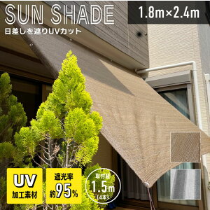 \お買い物マラソン★ポイント5倍アップ中!/サンシェード 1.8m×2.4m 3カラー グレー ブラウン ブルー UVカット 遮光率95% UV加工素材 断熱効果 四面折り返し補強裁縫 通気性 目隠し プライバシー保護 日よけ 庭 ベランダ 送料無料