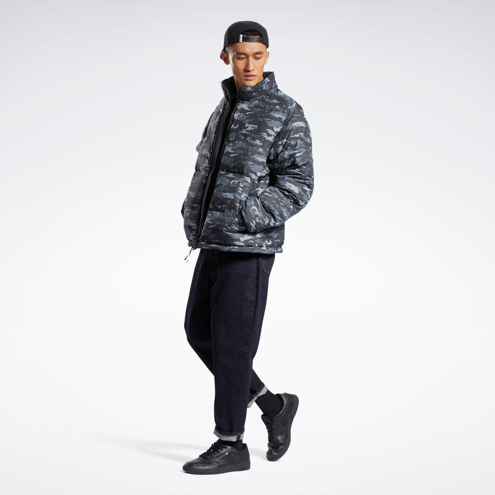 【公式】リーボック Reebok 返品可 プレミアム ファウンデーション カモフラージュ ダウン ジャケット / Premium Foundation Camouflage Down Jacket メンズ H45321 トレーニング ウェア・服 ブラック ダウンジャケット