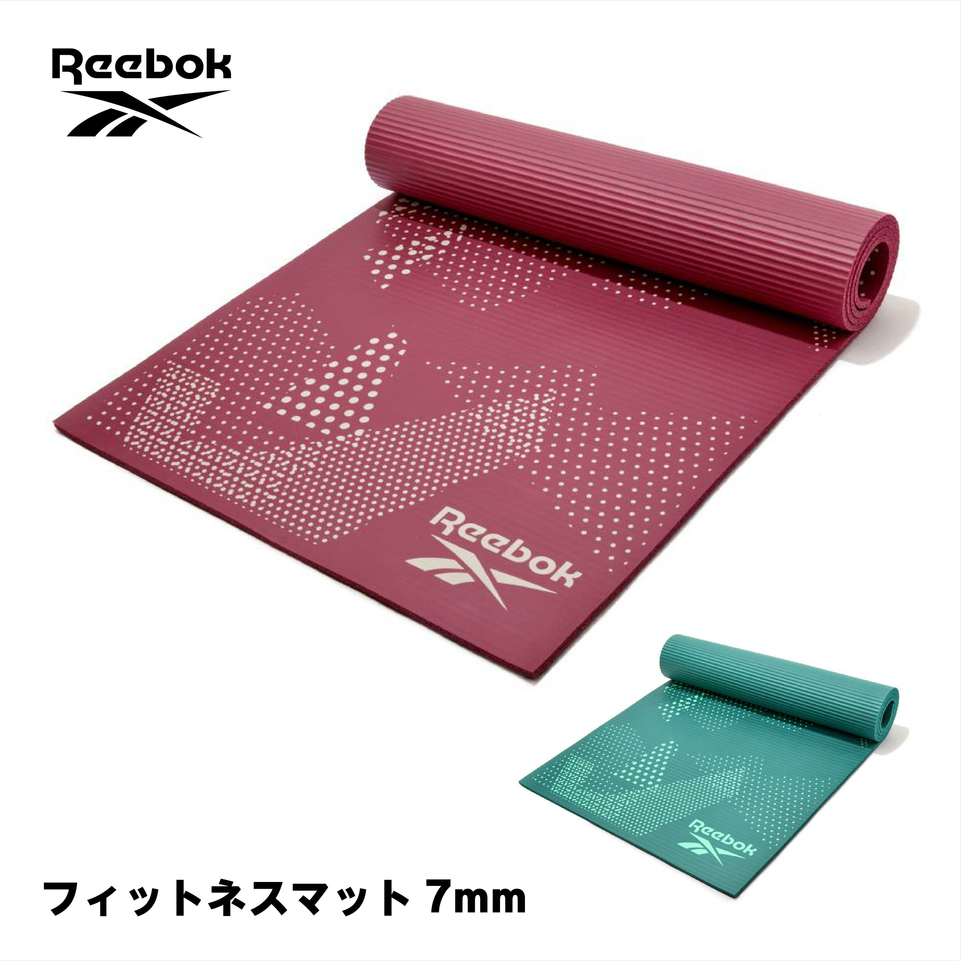 Reebok(リーボック) フィットネスマット 7mm ヨガマット トレーニングマット 厚手 幅広 防音 筋トレ 滑り止め ピラティス エクササイズ マット ストレッチ トレーニング 軽量 ダイエット 202406SS