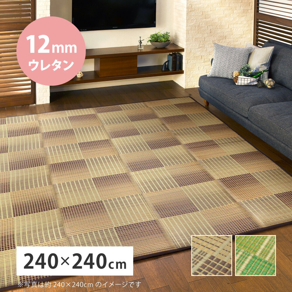 261 cm X 261 cm - い草ラグ 井草 畳 マット 約240×240cm 4.5畳 4畳半 正方形 ふっくら クッション 底つき 軽減 痛くない 涼感 冷感 じめじめ解消 快適 天然素材 和モダン おしゃれ パッチ柄 ホットカーペット 床暖房 抗カビ 消臭 調湿 防音