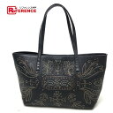 FENDI フェンディ 8BH056 ミニトートバッグ ハンドバッグ 刺繍 トートバッグ レザー/リザード ブラック レディース【中古】