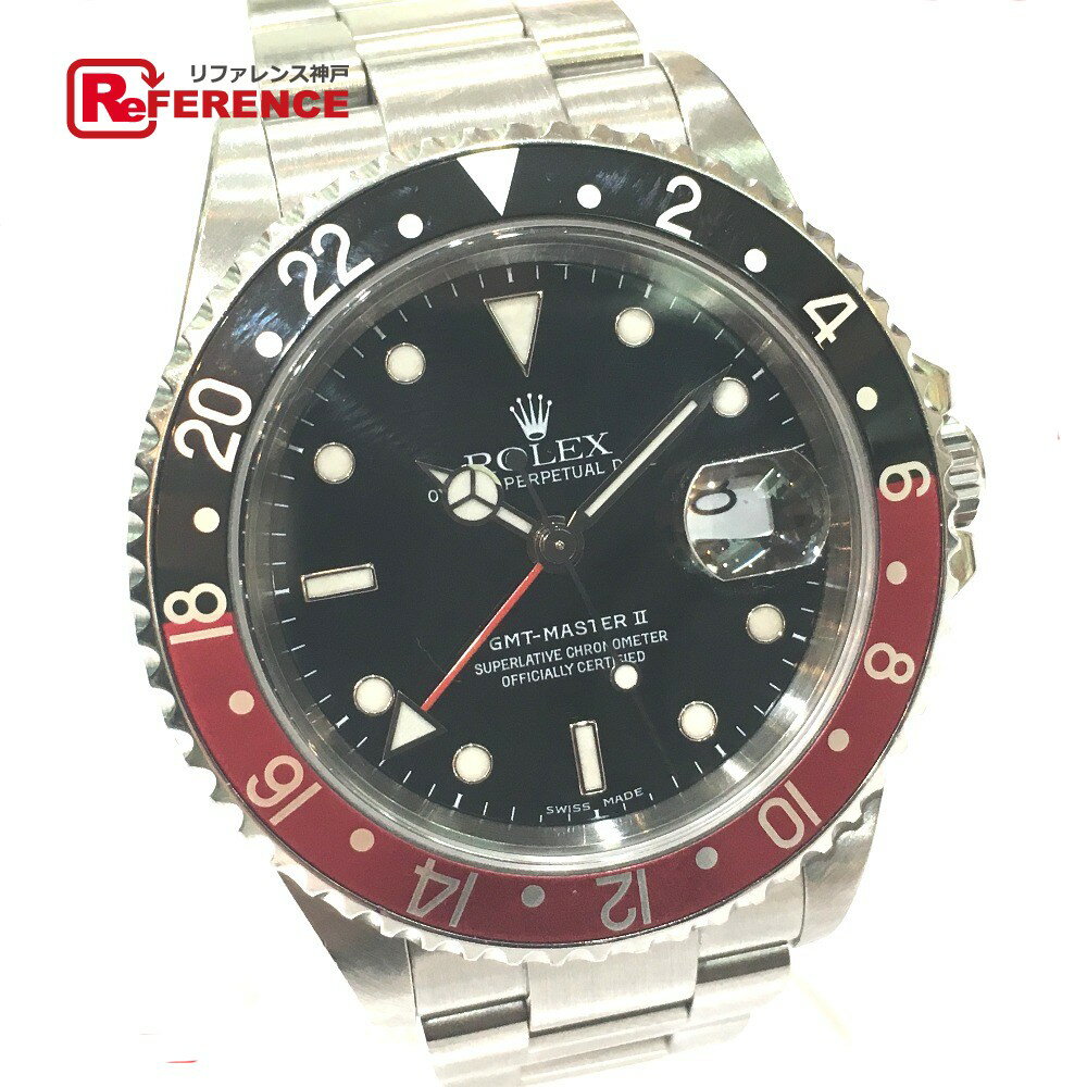 ROLEX ロレックス 16710 メンズウォッチ 時計 GMTマスター 赤黒ベゼル 腕時計 SS シルバー メンズ【中古】