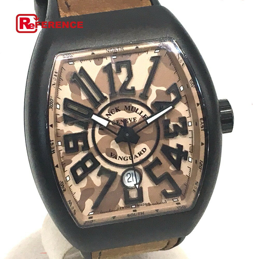 FRANCK MULLER フランクミュラー V45SCDT CAMO メンズ腕時計 ヴァンガード カモフラージュ 腕時計 チタン/レザー×ラバーベルト ブラック×ブラウン メンズ 未使用【中古】