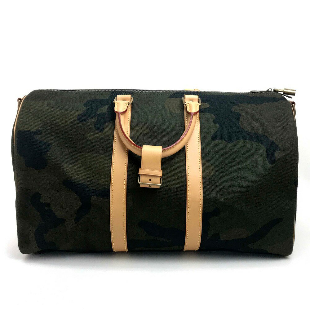 LOUIS VUITTON ルイ・ヴィトン M43466 17AW Supreme Louis Vuitton Monogram KEEP.45 BA.SP M.CAMO キーポル・バンドリエール45 ルイヴィトン×シュプリーム モノグラム カモフラージュ ボストンバッグ コットン/ヌメ革 グリーン ユニセックス【新品】