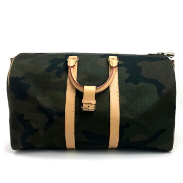 LOUIS VUITTON ルイ・ヴィトン M43466 17AW Supreme Louis Vuitton Monogram KEEP.45 BA.SP M.CAMO キーポル・バンドリエール45 ルイヴィトン×シュプリーム モノグラム カモフラージュ ボストンバッグ コットン/ヌメ革 グリーン ユニセックス【新品】