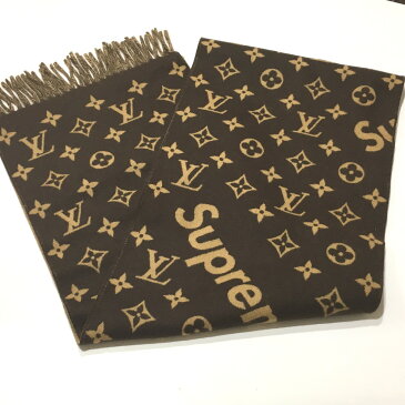LOUIS VUITTON ルイ・ヴィトン MP1891 モノグラム メンズ レディース ルイヴィトン×シュプリーム 17aw Supreme Louis Vuitton Monogram Scarf マフラー ブラウン ユニセックス【新品】