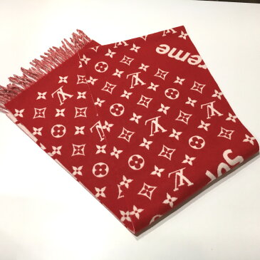 LOUIS VUITTON ルイ・ヴィトン MP1890 モノグラム メンズ レディース ルイヴィトン×シュプリーム 17aw Supreme Louis Vuitton Monogram Scarf マフラー レッド ユニセックス【新品】
