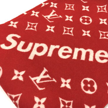 LOUIS VUITTON ルイ・ヴィトン MP1890 モノグラム メンズ レディース ルイヴィトン×シュプリーム 17aw Supreme Louis Vuitton Monogram Scarf マフラー レッド ユニセックス【新品】