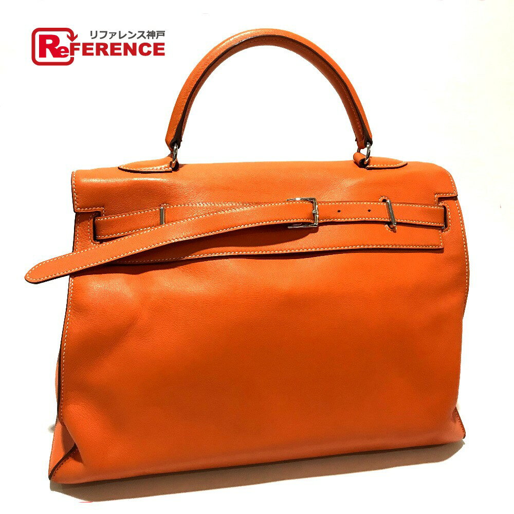 HERMES エルメス トートバッグ ケリーフラット35 ハンドバッグ スイフト オレンジ レディース【中古】