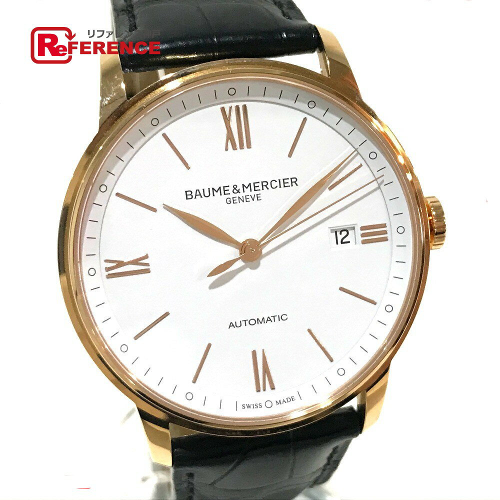 Baume & Mercier ボーム＆メルシェ 65795 メンズウォッチ 時計 クリフトン オートマチック デイト 腕時計 K18YG / クロコ革ベルト イエローゴールド メンズ【中古】