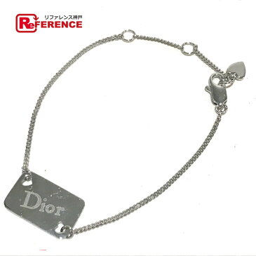 Christian Dior クリスチャンディオール アクセサリー ロゴプレート ハート ブレスレット メッキ シルバー レディース【中古】