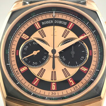 ROGER DUBUIS ロジェ・デュブイ メンズウォッチ 時計 ビッグナンバー モネガスク 腕時計 K18/クロコ革ベルト ローズゴールド メンズ 未使用【中古】