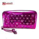 JIMMY CHOO ジミーチュウ 163FILIPA.CIM ラウンドファスナー長財布 財布 フィリパ スタースタッズ 長財布 パテントレザー ユニセックス パープル メタリックパープル 【中古】