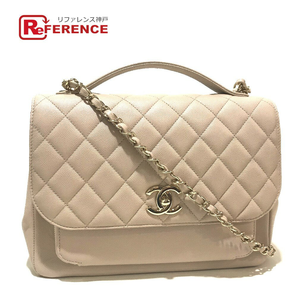 CHANEL シャネル A93608 2WAY ショルダーバッグ マトラッセ トップハンドル CC ハンドバッグ キャビアスキン ベージュ レディース 未使用【中古】