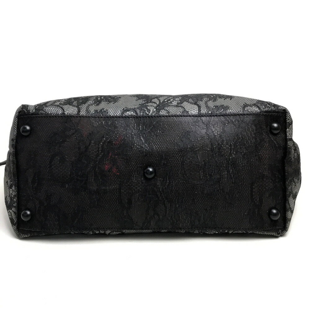 Valentino Garavani ヴァレンティノ・ガラヴァーニ ブラックレース カバン ショルダーバッグ トートバッグ ビニール /レザー レディース ブラック 【中古】