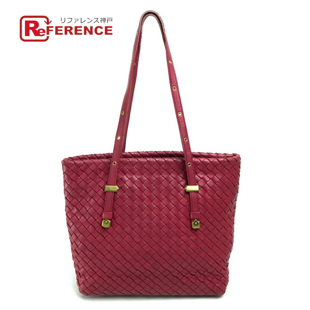 BOTTEGA VENETA ボッテガヴェネタ 162937 肩掛け ミニ トートバッグ メンズ レディース イントレチャート ショルダーバッグ レザー レッド系 レディース【中古】