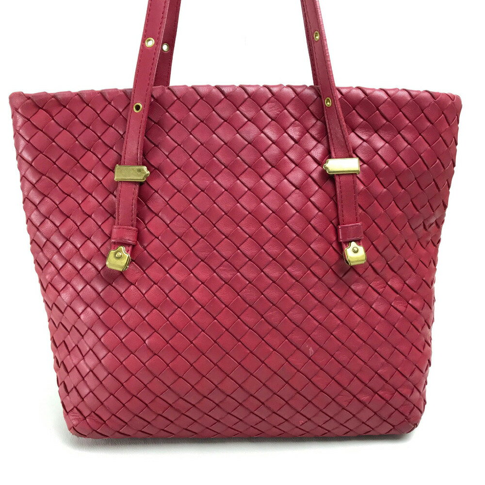BOTTEGA VENETA ボッテガヴェネタ 162937 肩掛け ミニ トートバッグ メンズ レディース イントレチャート ショルダーバッグ レザー レッド系 レディース【中古】
