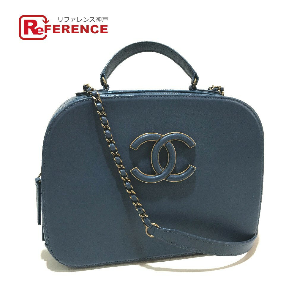 CHANEL シャネル 2WAY チェーンショルダーバッグ マトラッセ CC ヴィンテージ金具 ハンドバッグ レザー ブルー系 レディース【中古】