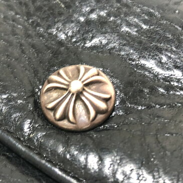 CHROME HEARTS クロムハーツ ジュディ クロスボタン 長財布(小銭入れあり) シルバー925 / レザー ブラック メンズ【中古】