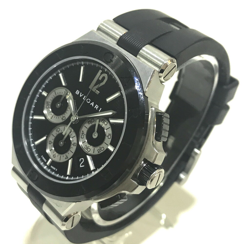 BVLGARI ブルガリ DG42SCCH クロノグラフ ディアゴノ セラミック メンズ腕時計 腕時計 ブラックセラミック /SS/ラバー メンズ シルバー×ブラック 【中古】