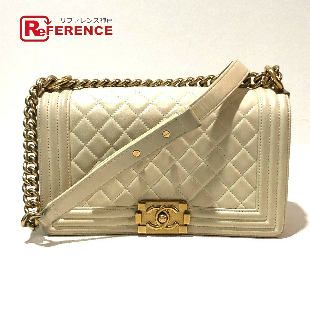 CHANEL シャネル A67086 ボーイシャネル チェーンショルダーバッグ マトラッセ ココマーク ショルダーバッグ ラムスキン ベージュ系×ゴールド金具 レディース【中古】のサムネイル